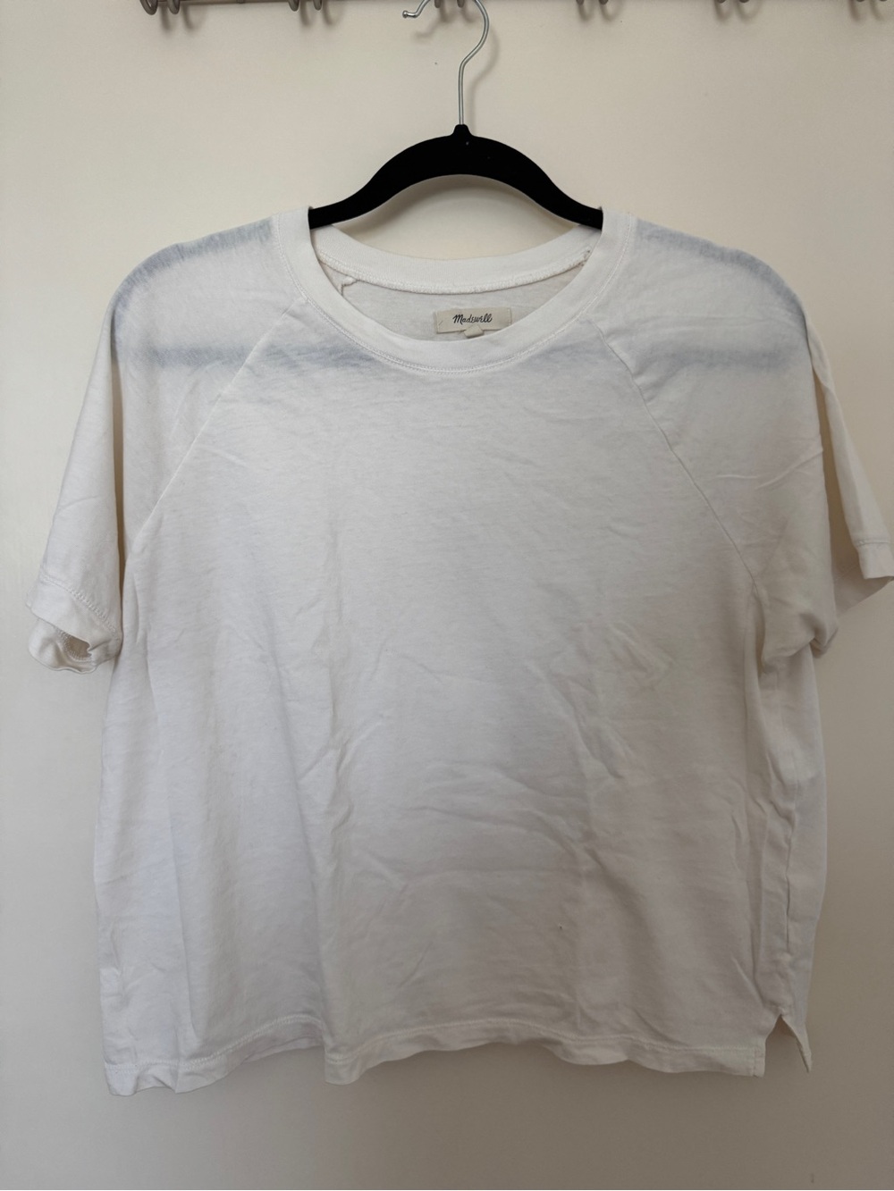 Madewell womens Cream Short Sleeve boxy Tee in size M